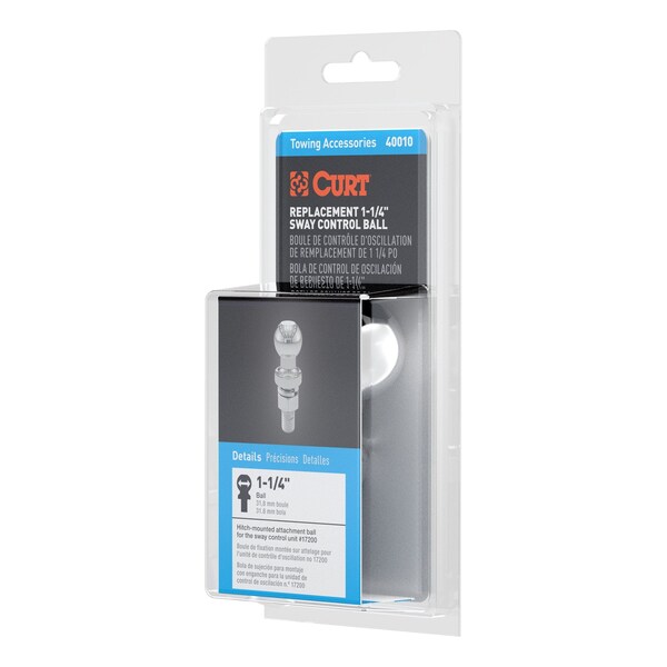 Curt Replacement 1-1/4" Sway Control Ball (5/8" x 1-3/4" Shank, Packaged) 40010 - main